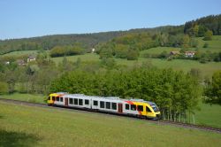 Dieseltriebwagen LINT 41 HLB auf der Rhönbahn Fulda - Gerstfeld bei Altenfeld Rhön