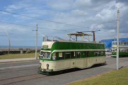 Straßenbahn Blackpool Tram Doppeldecker Blackpool Balloon Car am Pleasure Beach